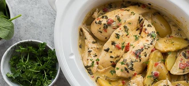 Куриное филе с картофелем в мультиварке